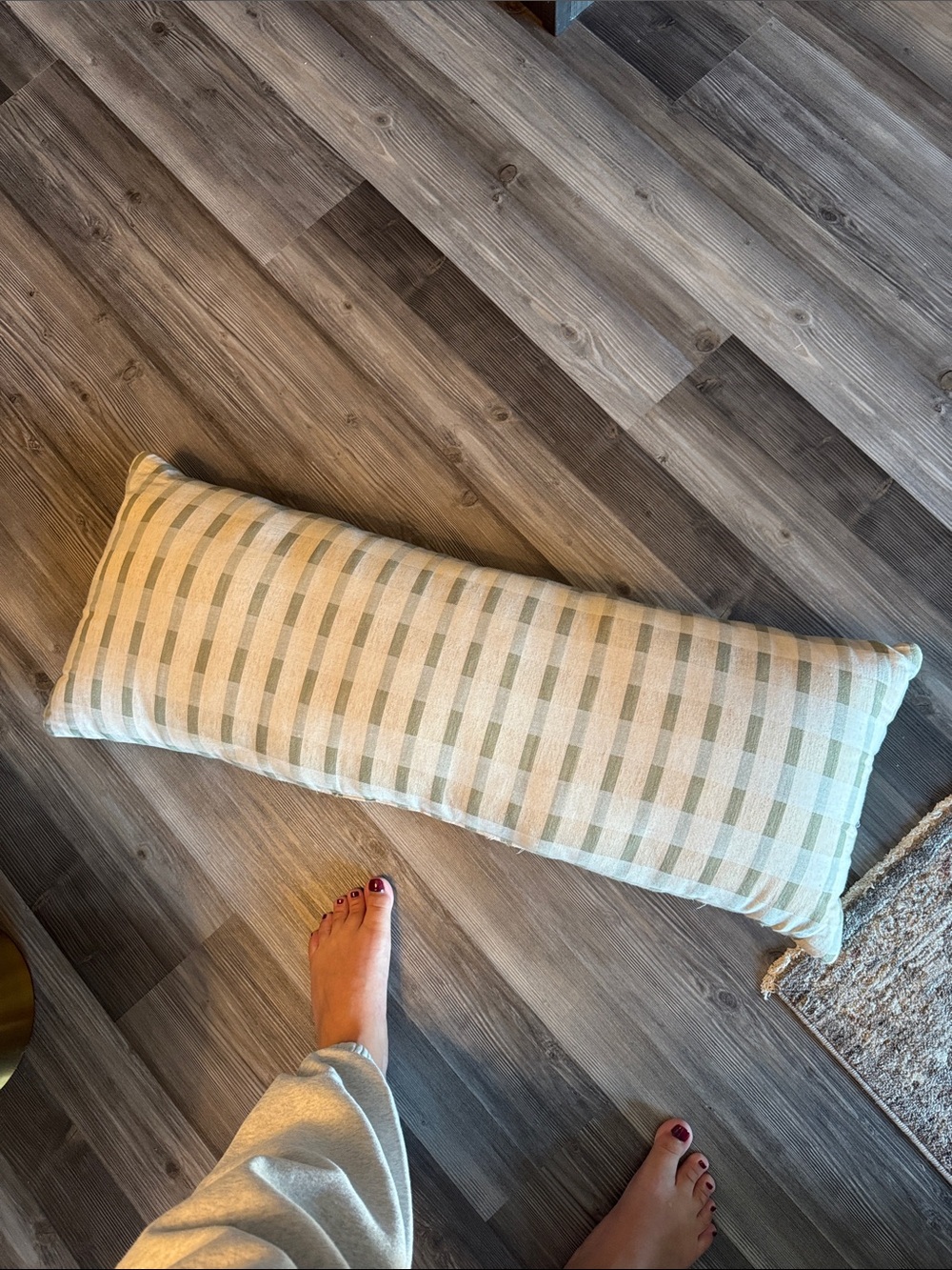 Hearth & Hand Green and Cream Checked Lumbar Pillow